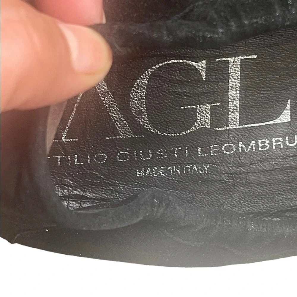 AGL‎ Black metallic suede loafers size 39.5